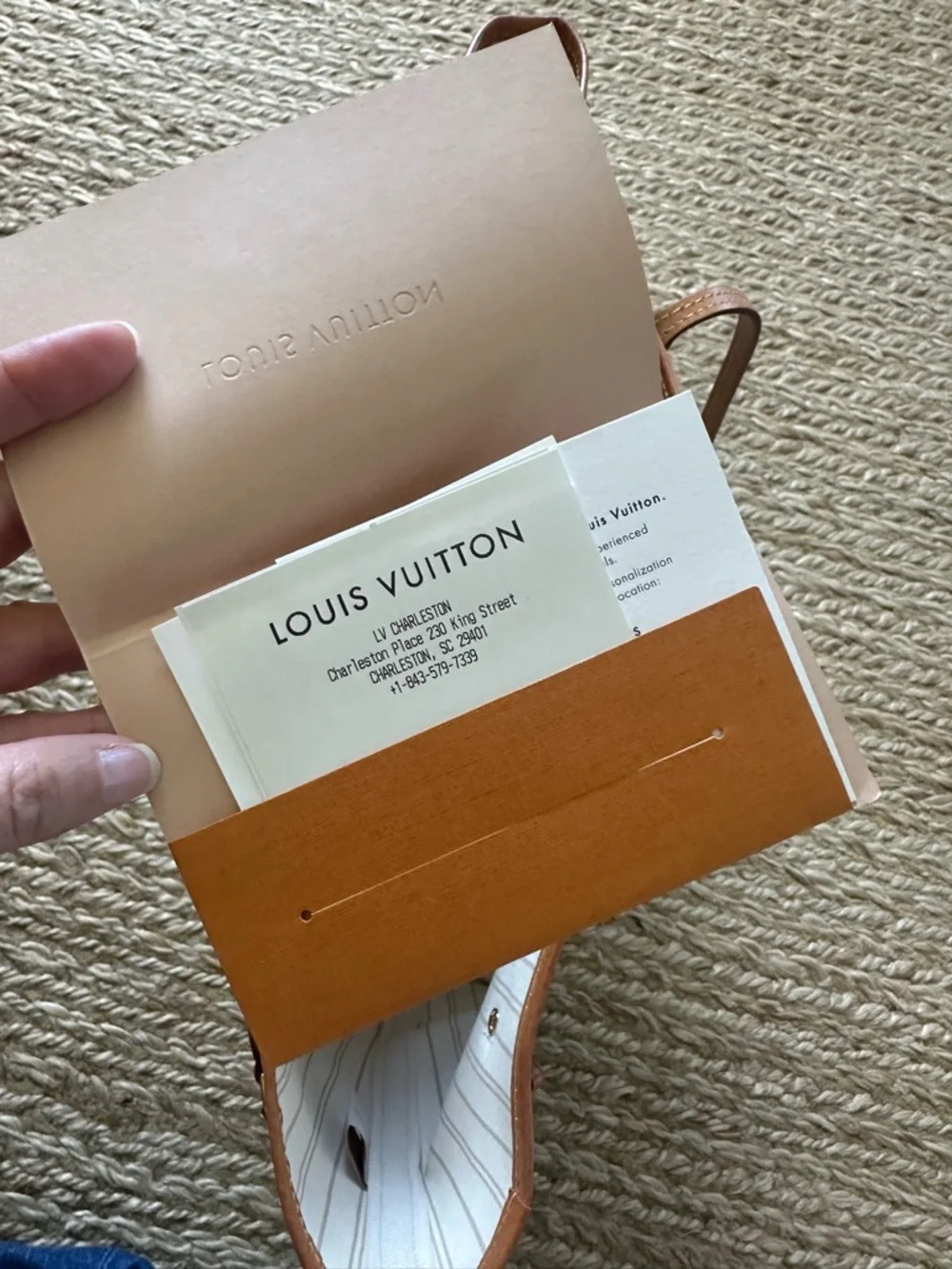 Louis Vuitton Damier Azur Canvas Tote with Tan Leather Trim - Picture 6 of 6